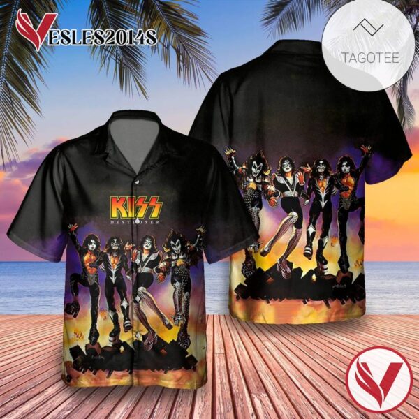 Kiss Destroyer Album Cover Hawaiian Shirt, Best Gift For Music Lovers Vesles2014S