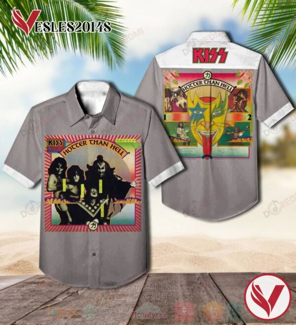 Kiss Hotter than Hell Album Hawaiian Shirt, Best Gift For Music Lovers Vesles2014S
