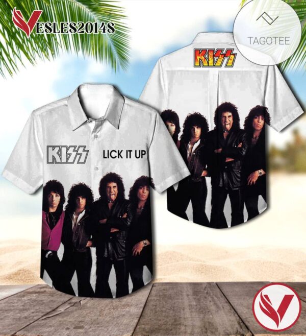 Kiss Lick It Up Album Cover Hawaiian Shirt, Best Gift For Music Lovers Vesles2014S