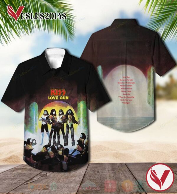 Kiss Love Gun Album Hawaiian Shirt, Best Gift For Music Lovers Vesles2014S cgH