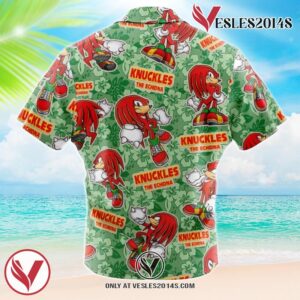 Knuckle’s Sonic The Hedgehog Hawaiian Button Up Shirt, Perfect Gifts For Anime Lovers - Vesles2014S 1