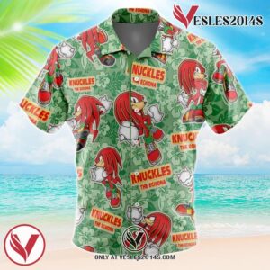 Knuckle’s Sonic The Hedgehog Hawaiian Button Up Shirt, Perfect Gifts For Anime Lovers - Vesles2014S