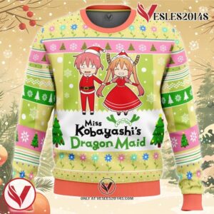 Kobayashi And Tooru Miss Kobayashi’s Dragon Maid Ugly Christmas Sweater, Unique Christmas Gift For Fans - Vesles2014S