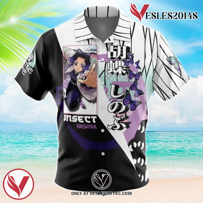 Kocho Shinobu Demon Slayer Hawaiian Button Up Shirt, Perfect Gifts For Anime Lovers - Vesles2014S