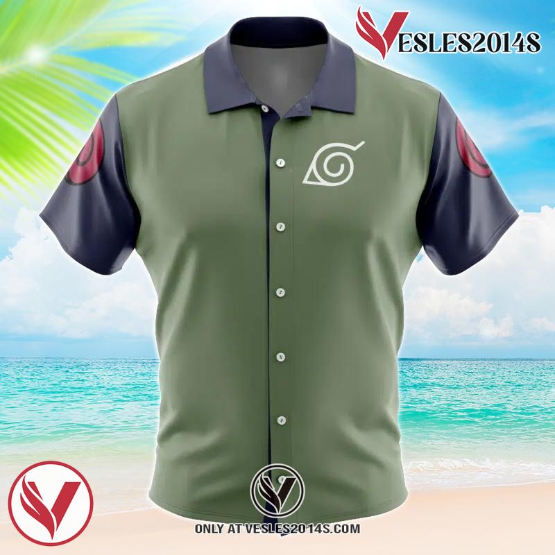 Konoha Jonin Naruto Hawaiian Button Up Shirt, Perfect Gifts For Anime Lovers - Vesles2014S