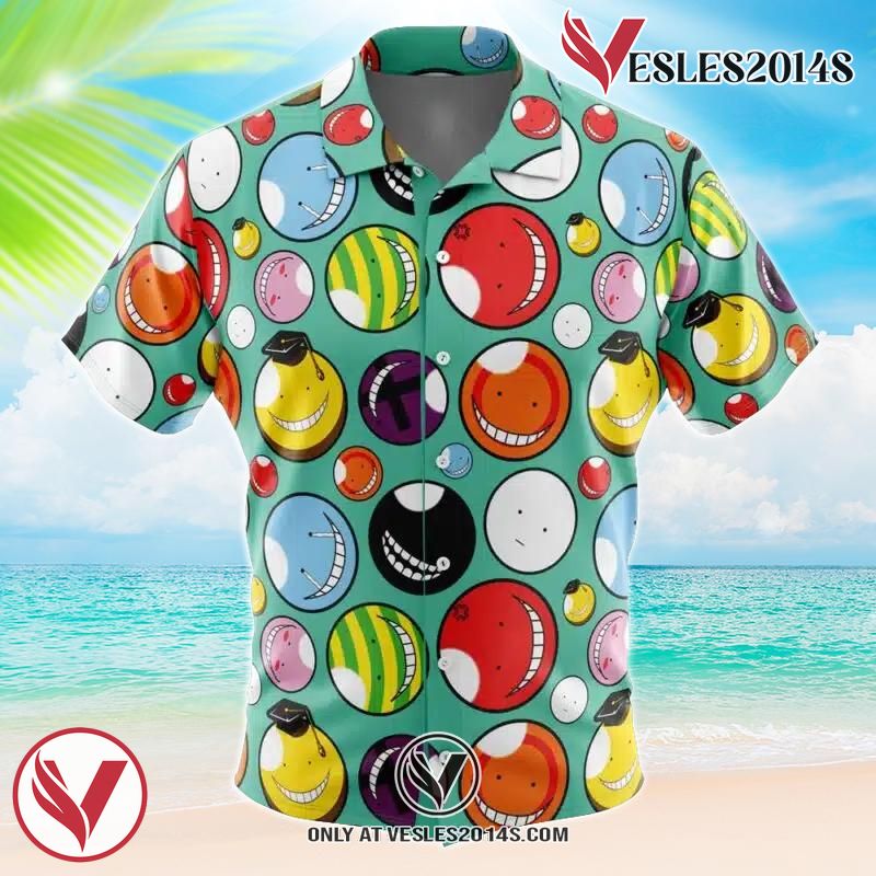 Koro-sensei Expressions Assassination Classroom Hawaiian Button Up Shirt, Perfect Gifts For Anime Lovers - Vesles2014S