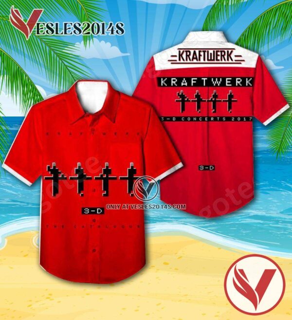 Kraftwerk 3-d The Catalogue Album Cover Hawaiian Shirt, Unique Gifts For Music Lovers - Vesles2014S