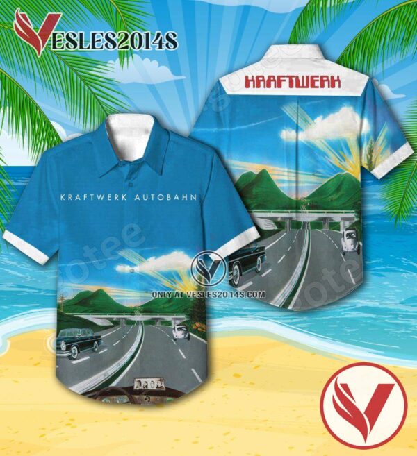 Kraftwerk Autobahn Album Cover Blue Hawaiian Shirt, Unique Gifts For Music Lovers - Vesles2014S