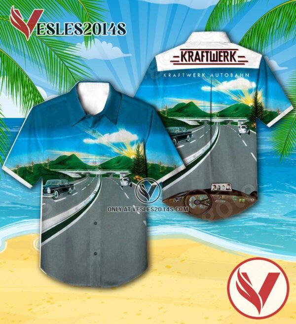 Kraftwerk Autobahn Album Cover Hawaiian Shirt, Unique Gifts For Music Lovers - Vesles2014S
