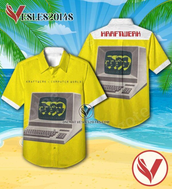 Kraftwerk Computer World Album Cover Yellow Hawaiian Shirt, Unique Gifts For Music Lovers - Vesles2014S