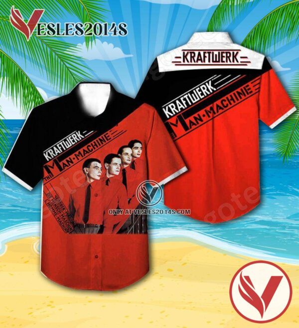 Kraftwerk The Man-machine Album Cover Hawaiian Shirt, Unique Gifts For Music Lovers - Vesles2014S