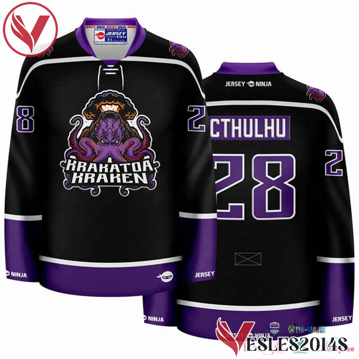 Krakatoa Kraken Black Cthulhu Hockey Jersey, Trending Gifts For Fans - Vesles2014s 1