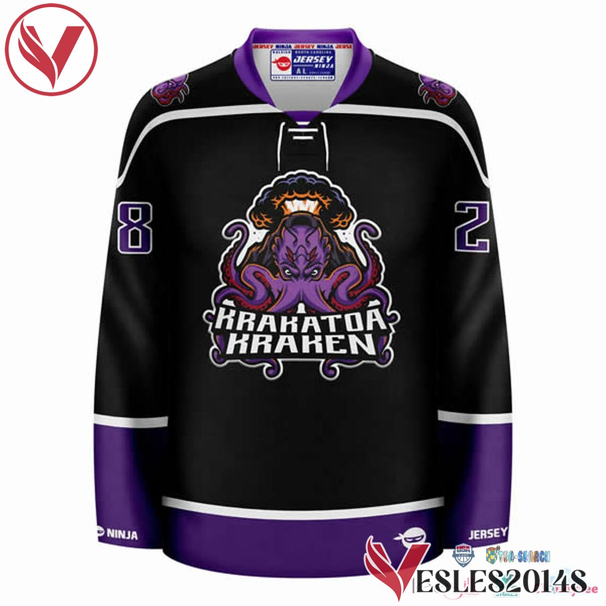 Krakatoa Kraken Black Cthulhu Hockey Jersey, Trending Gifts For Fans - Vesles2014s 2