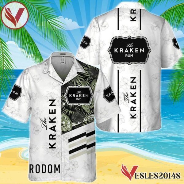 Kraken Rum White Tropical Flower Hawaiian Shirt, Best Summer Gifts For Fans - Vesles2014S