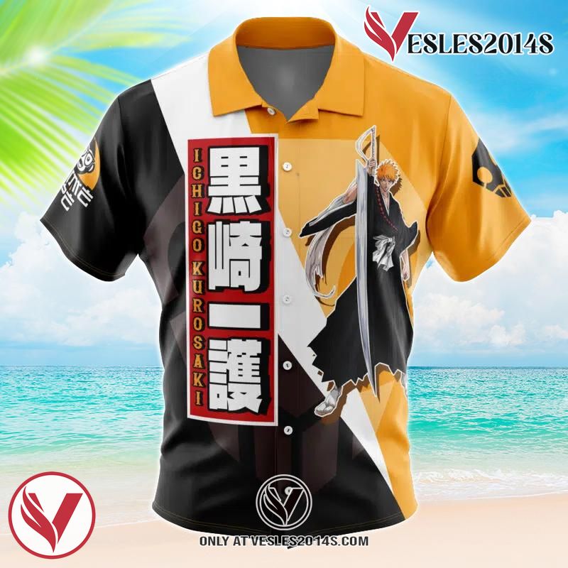 Kurosaki Ichigo TYBWA Bleach Hawaiian Button Up Shirt, Perfect Gifts For Anime Lovers - Vesles2014S