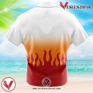 Kyojuro Rengoku Demon Slayer Hawaiian Button Up Shirt, Perfect Gifts For Anime Lovers - Vesles2014S 1