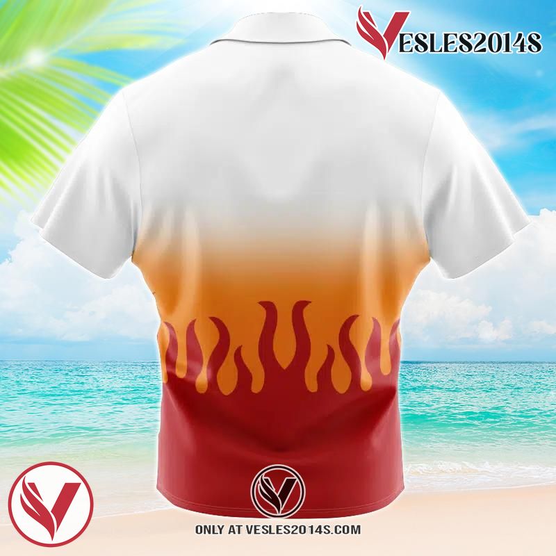Kyojuro Rengoku Demon Slayer Hawaiian Button Up Shirt, Perfect Gifts For Anime Lovers - Vesles2014S 1