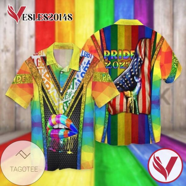 LGBT American Pride 2021 For Men And Women Graphic Print Short Sleeve Hawaiian Casual Shirt Vesles2014S 1