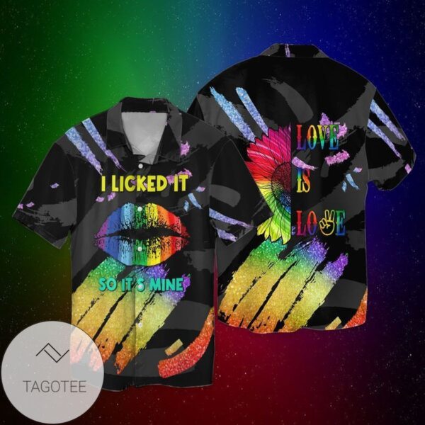 LGBT I Licked It So It's Mine Love Is Love For men And Women Graphic Print Short Sleeve Hawaiian Casual Shirt Vesles2014S 1