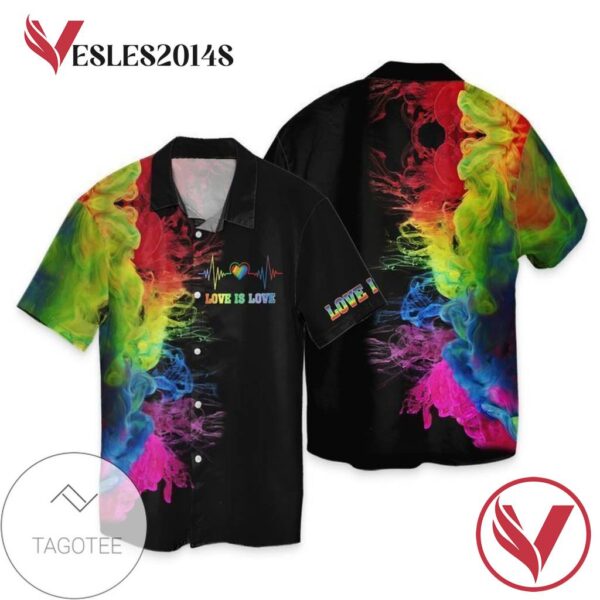 LGBT Love Is Love For Men And Women Graphic Print Short Sleeve Hawaiian Casual Shirt Vesles2014S