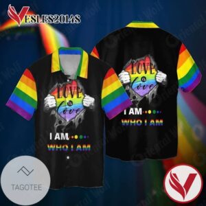 LGBT Love Is Love I Am Who I Am For Men And Women Graphic Print Short Sleeve Hawaiian Casual Shirt Vesles2014S 1