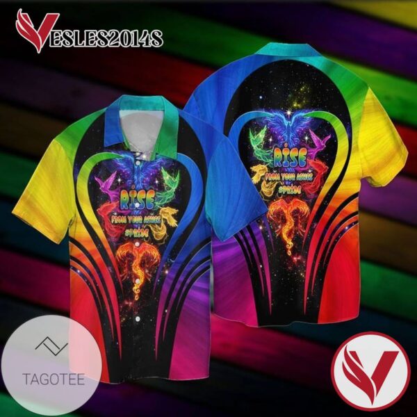 LGBT Rise From Your Ashes Pride For men And Women Graphic Print Short Sleeve Hawaiian Casual Shirt Vesles2014S 1