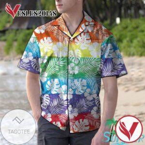 LGBT Tropical Aloha Hawaiian Graphic Print Short Sleeve Hawaiian Casual Shirt Vesles2014S