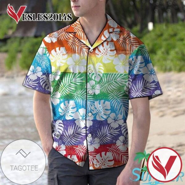 LGBT Tropical Aloha Hawaiian Graphic Print Short Sleeve Hawaiian Casual Shirt Vesles2014S