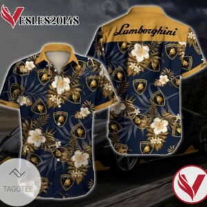 Lamborghini Hawaii Graphic Print Short Sleeve Hawaiian Casual Shirt Vesles2014S 1