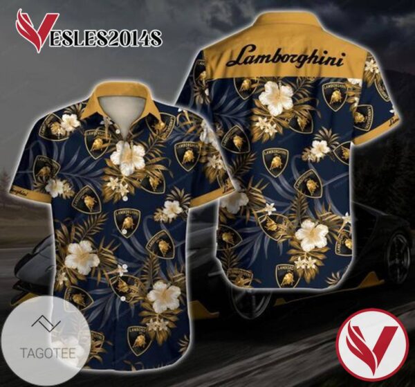 Lamborghini Hawaii Graphic Print Short Sleeve Hawaiian Casual Shirt Vesles2014S 1