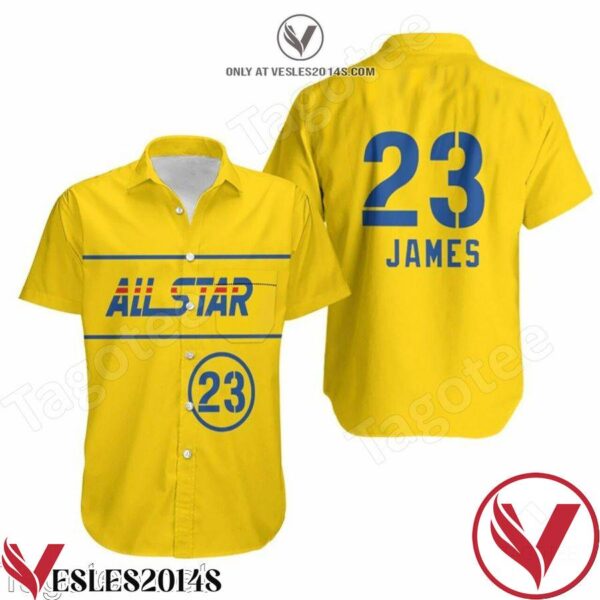 Lebron James 23 Lakers 2021 All-star Western Conference Yellow Hawaiian Shirt, Unique Gifts For Friends - Vesles2014S 1