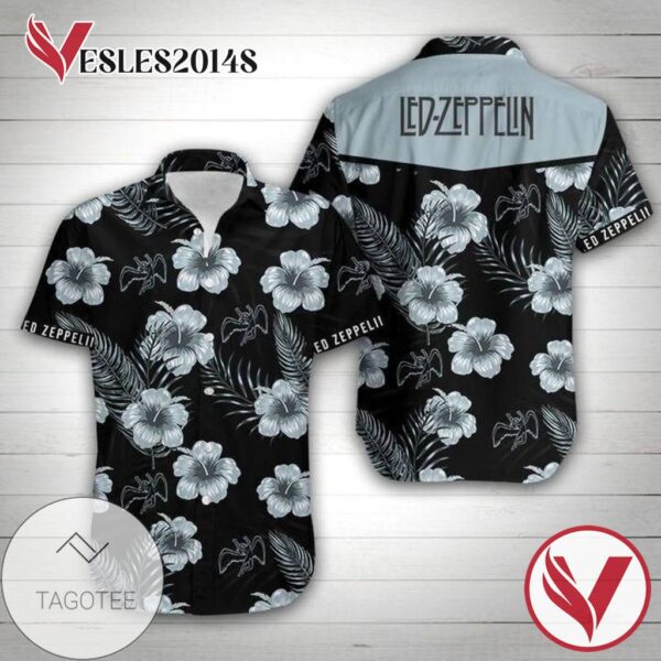 Led Zeppelin Floral Hawaiian Graphic Print Short Sleeve Hawaiian Casual Shirt Vesles2014S 1