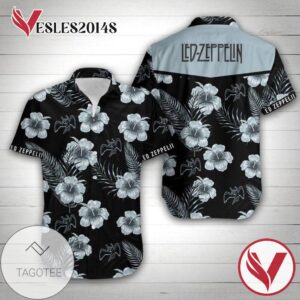 Led Zeppelin Floral Hawaiian Graphic Print Short Sleeve Hawaiian Casual Shirt Vesles2014S