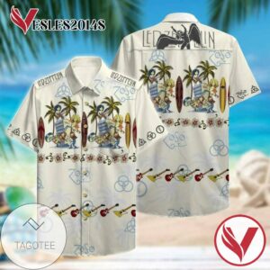 Led Zeppelin Hawaiian Graphic Print Short Sleeve Hawaiian Casual Shirt Vesles2014S