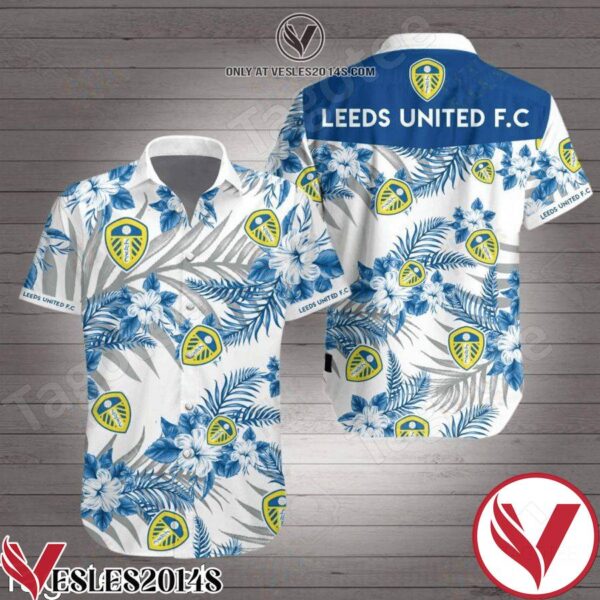 Leeds United Fc Blue Tropical Floral White Hawaiian Shirt, Unique Gifts For Friends - Vesles2014S 1