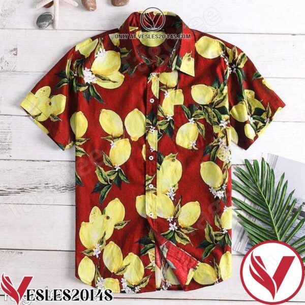 Lemon Fruit Red Hawaiian Shirt, Unique Gifts For Friends - Vesles2014S 1