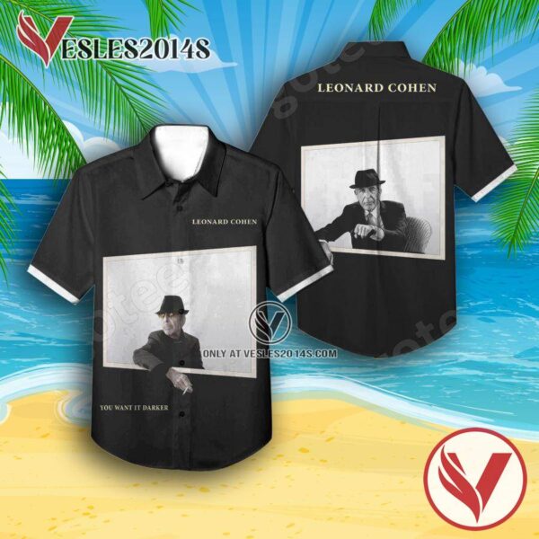 Leonard Cohen You Want It Darker Album Cover Hawaiian Shirt, Unique Gifts For Music Lovers - Vesles2014S