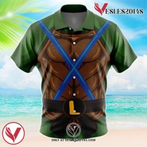 Leonardo Teenage Mutant Ninja Turtles Hawaiian Button Up Shirt, Perfect Gifts For Anime Lovers - Vesles2014S