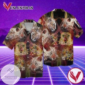Leopard For Men And Women Graphic Print Short Sleeve Hawaiian Casual Shirt Vesles2014S 1