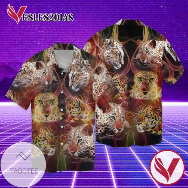 Leopard For Men And Women Graphic Print Short Sleeve Hawaiian Casual Shirt Vesles2014S 1