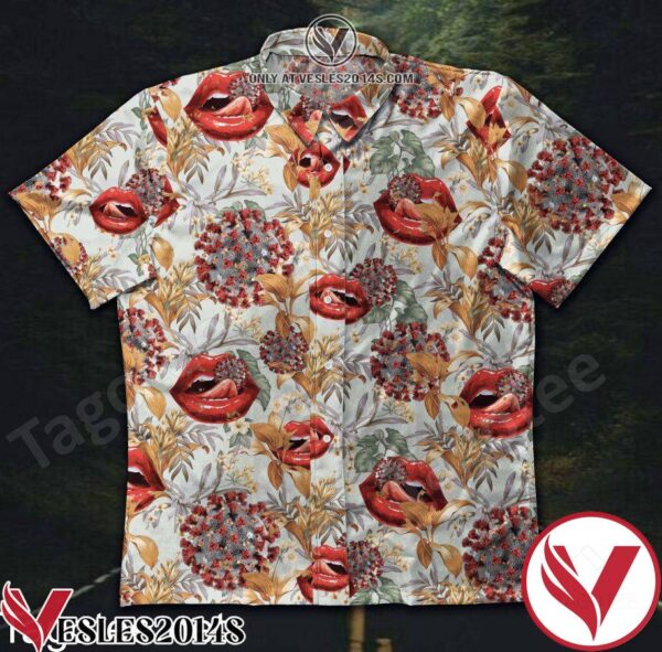 Licked Red Lips Vintage Hawaiian Shirt, Unique Gifts For Friends - Vesles2014S 1