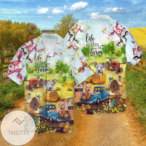 Life Is Better An The Farm Of Farmer For Men And Women Graphic Print Short Sleeve Hawaiian Casual Shirt Vesles2014S 1
