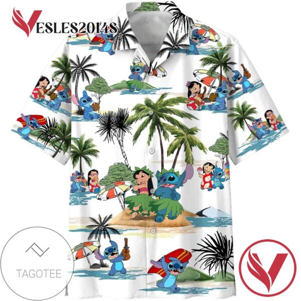 Lilo And Stitch Disney Hawaiian Graphic Print Short Sleeve Hawaiian Casual Shirt Vesles2014S 1