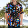 Lilo And Stitch Movies Halloween Full Printing Hawaiian Shirt Funny Hawaiian Beach Gift Casual Shirt Vesles2014S