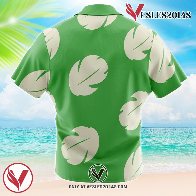 Lilo Green Dress Pattern Lilo & Stitch Hawaiian Button Up Shirt, Perfect Gifts For Anime Lovers - Vesles2014S 1