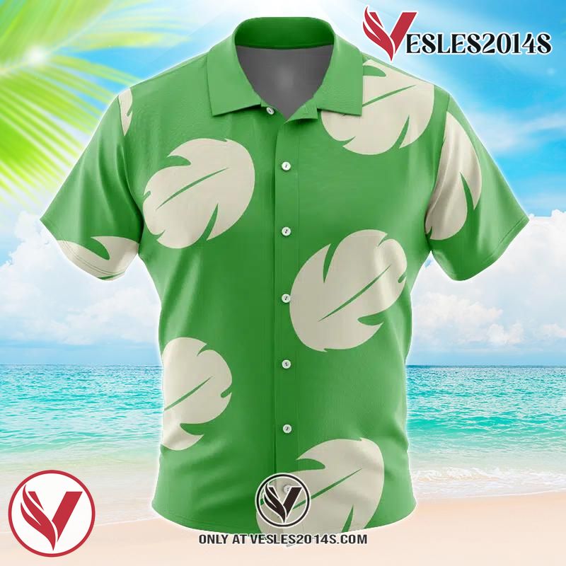 Lilo Green Dress Pattern Lilo & Stitch Hawaiian Button Up Shirt, Perfect Gifts For Anime Lovers - Vesles2014S