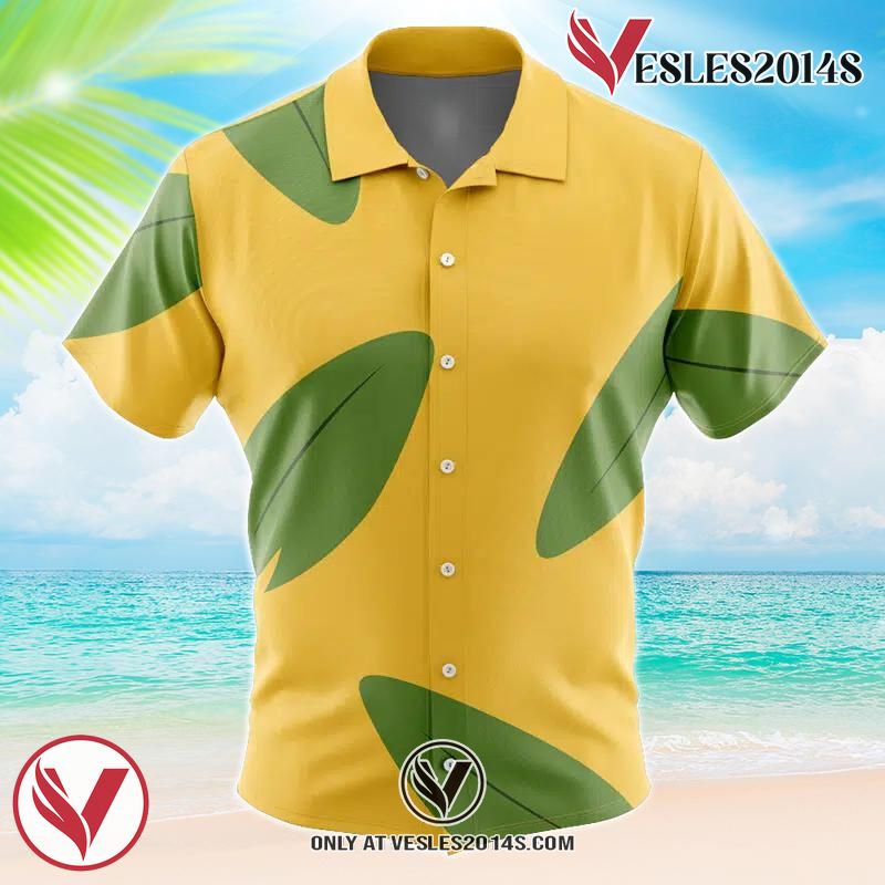 Lilo Yellow Dress Pattern Lilo & Stitch Hawaiian Button Up Shirt, Perfect Gifts For Anime Lovers - Vesles2014S