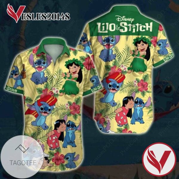 Lilo and Stitch Hawaiian Graphic Print Short Sleeve Hawaiian Casual Shirt Vesles2014S