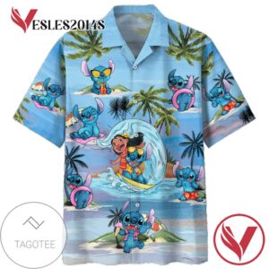 Lilo and Stitch Print Short Sleeve Hawaiian Casual Shirt Vesles2014S