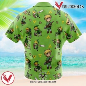 Link Pattern Zelda Hawaiian Button Up Shirt, Perfect Gifts For Anime Lovers - Vesles2014S 1